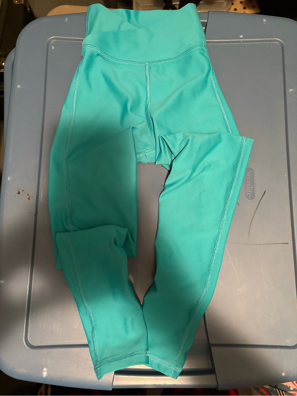 Girls Teal Performance Leggings with High Waist